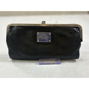Kenneth Cole Women’s Black Leather Wallet with Fully Lined Cheetah Print